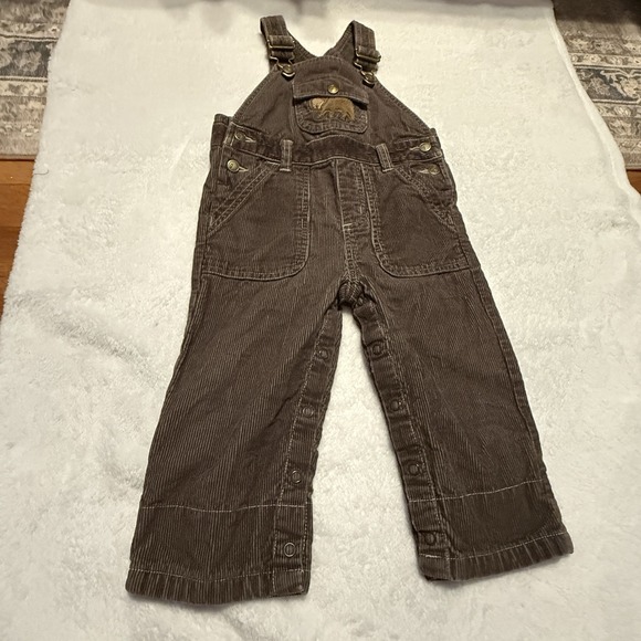Y2K 2008 Gymboree Boys Brown Corduroy Embroidered Overalls Size 12-18 Mos - Picture 5 of 7